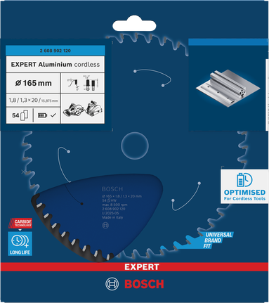 Bosch EXPERT alumiiniumist akuga ringsae tera, 165 mm, 54 hammast.